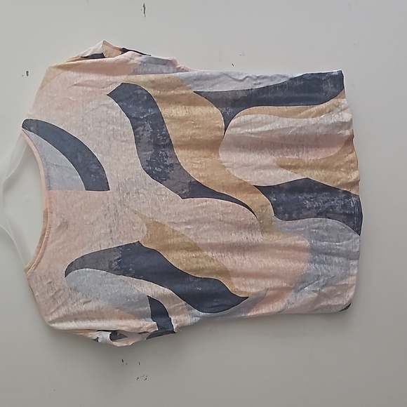 Rachel Zoe Womens 100% Linen Top Multi Color Short Sleeve Artsy Casual S-M - Picture 7 of 7